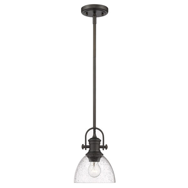 Hines Rubbed Bronze Seeded Glass Seven-Inch One-Light Mini Pendant, image 2